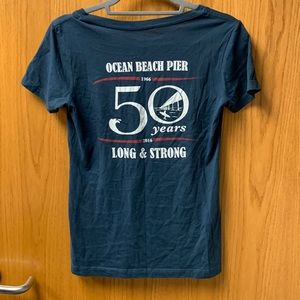 Ocean beach blue v neck tee